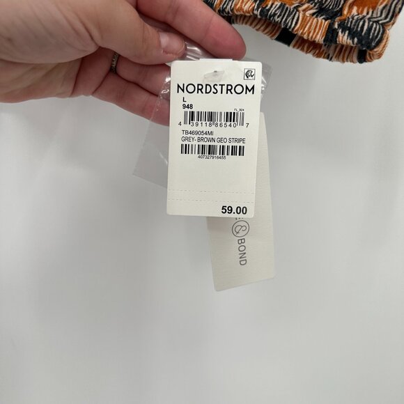 Treasure and Bond Women's Grey-Brown Geo Stripe Blouse size L Career Top NWT - Picture 5 of 7